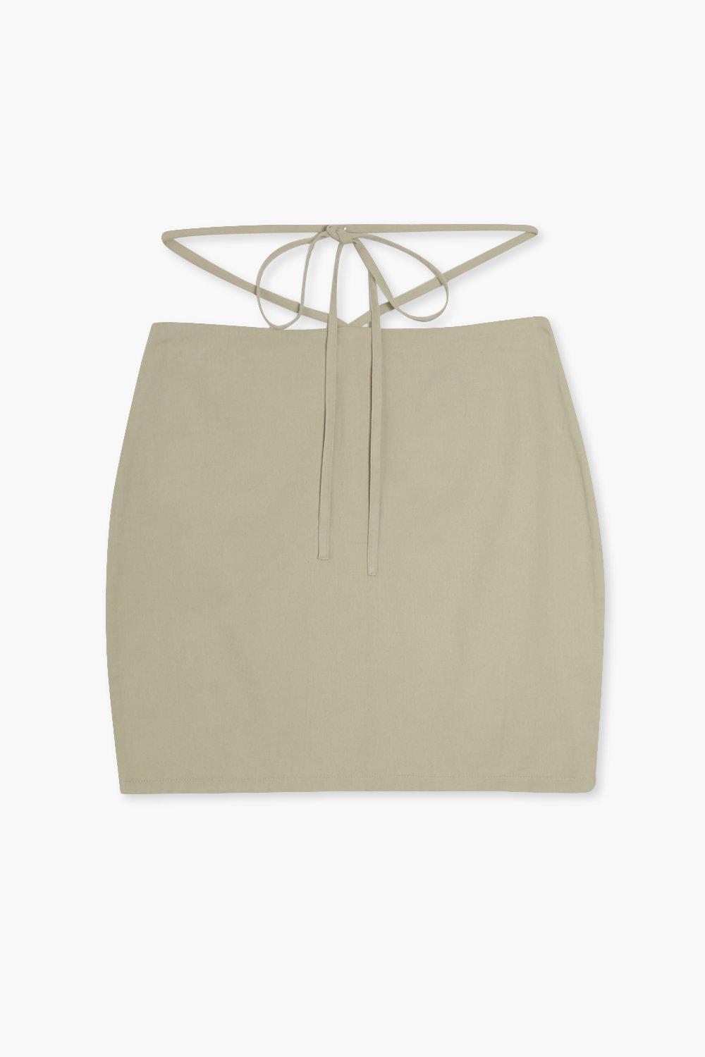 Khaki wrap mini skirt sale